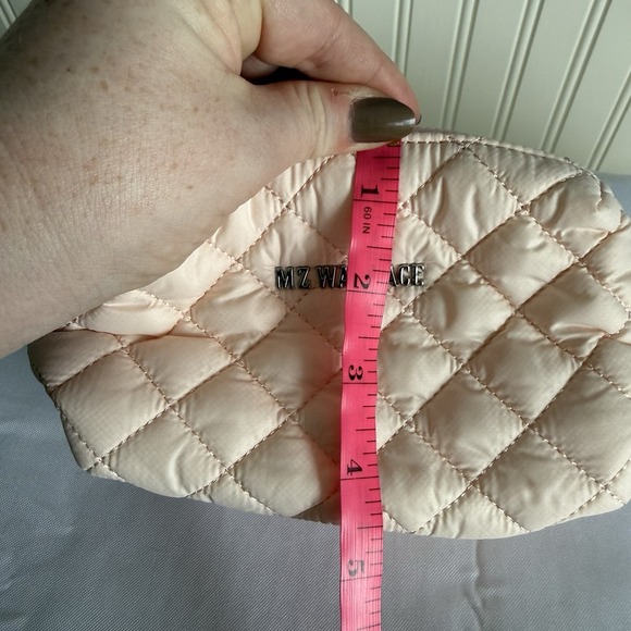 MZ Wallace Quilted Mica Cosmetic Makeup Toiletry Pouch Bag Case Light Pink New - Picture 10 of 10